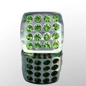 Vintage Green Translucent Lucite Rhinestone  Ring